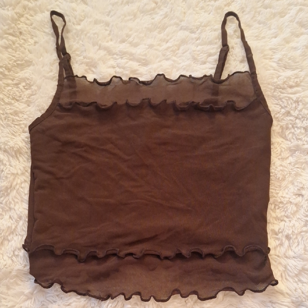 Urban Outfitters Brown Sheer Ruffled Camisole Size S-P